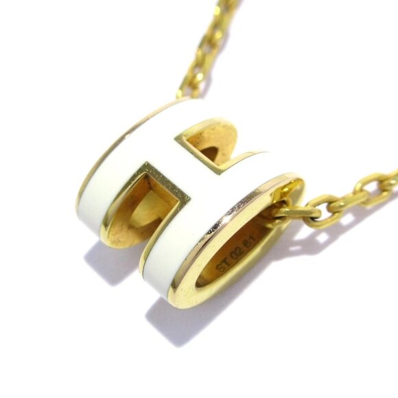 HERMES Mini Pop H - Gold White Hardware Necklace 645-080225 - Picture 1 of 6